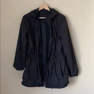 Black Raincoat with Synched Waist